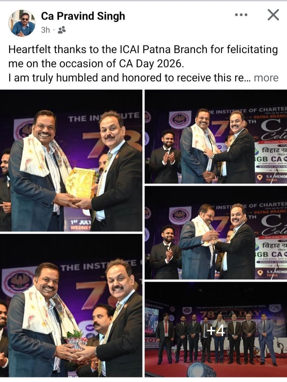 Felicitation of CA Pravind Singh by ICAI
